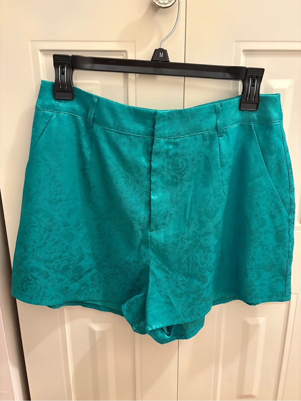 12TH TRIBE Emerald Green Floral Jacquard Halter Crop Top & Shorts Set - Picture 8 of 8